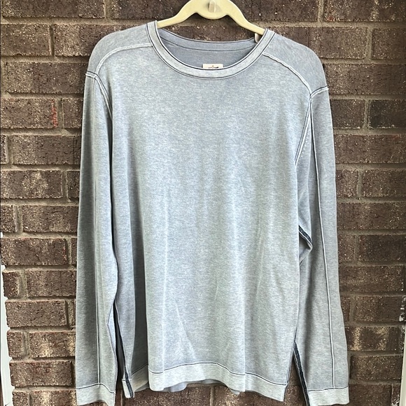 Tommy Bahama Other - Tommy Bahama Gray Knit Long Sleeve Shirt Sweater trim detail 100% cotton Large